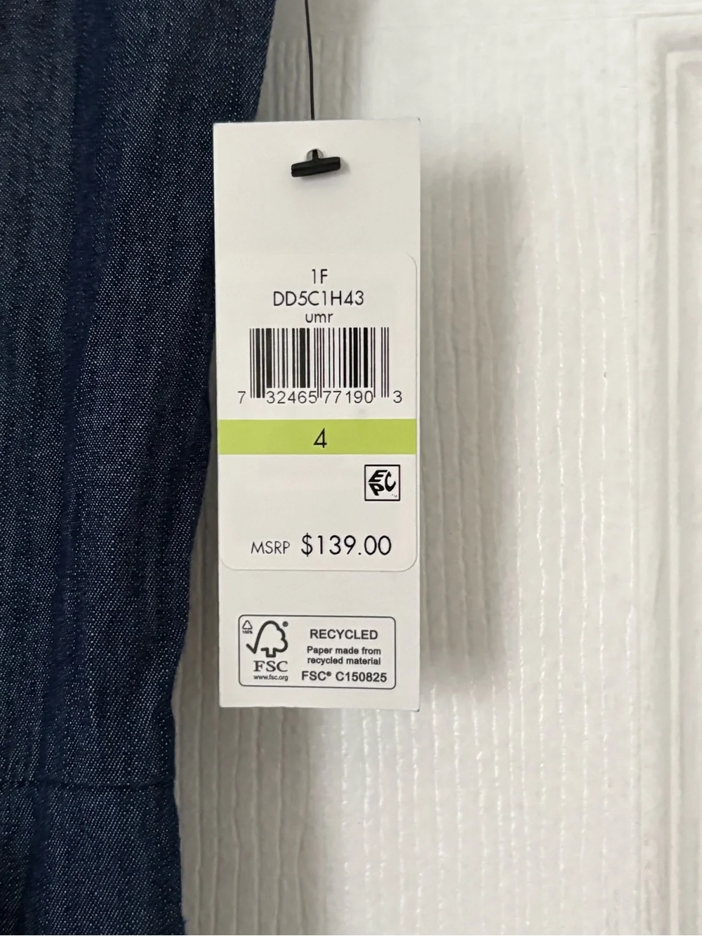 NWT DKNY Dark Wash Denim Belted Jumpsuit Size 4